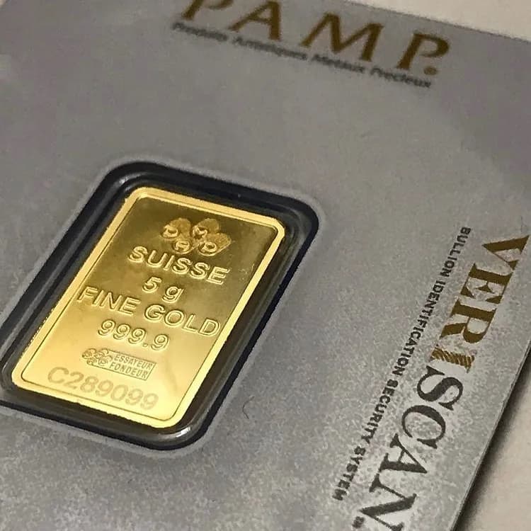 شمش طلا ۵ گرمی، رنگ طلایی، مستطیلی کوچک