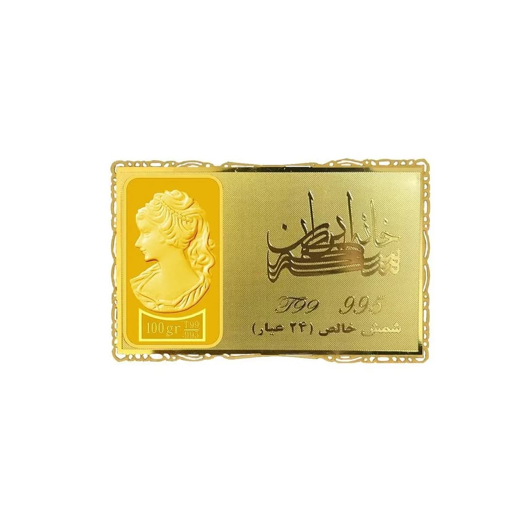 شمش طلا ۲۴ عیار طرح ونوس، رنگ زرد، مستطیل شکل