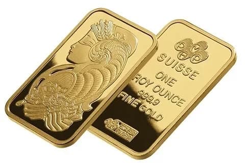 شمش طلا یک اونس، رنگ طلایی، مستطیلی