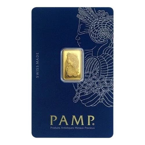 شمش طلا پمپ سوئیس PAMP، رنگ طلایی، مستطیلی با نقش