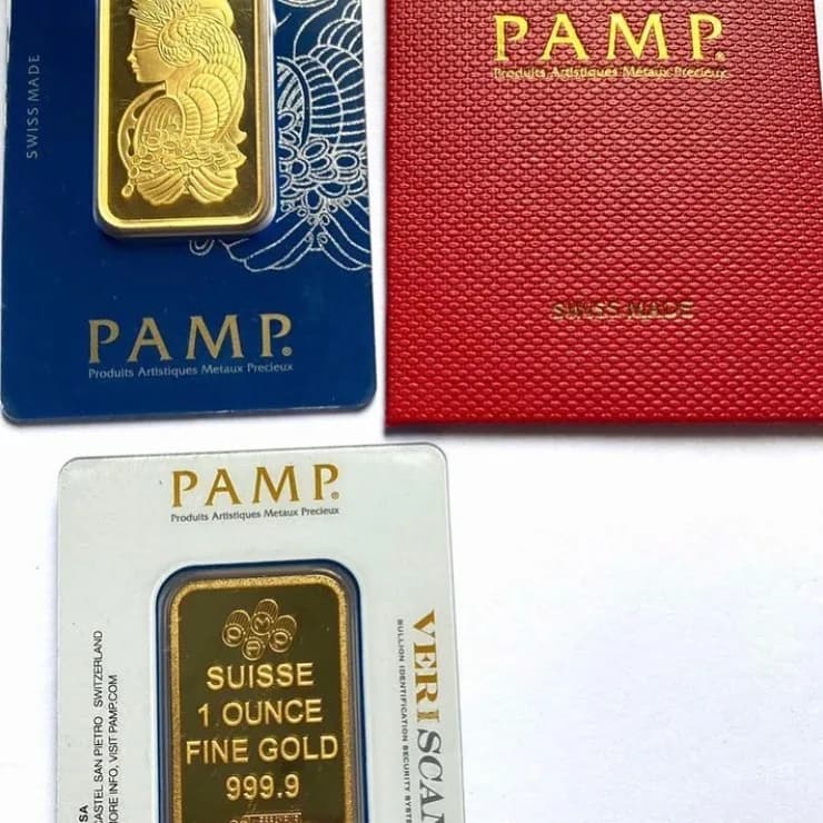 شمش طلا سوئیس PAMP، رنگ طلایی، شمش مستطیلی
