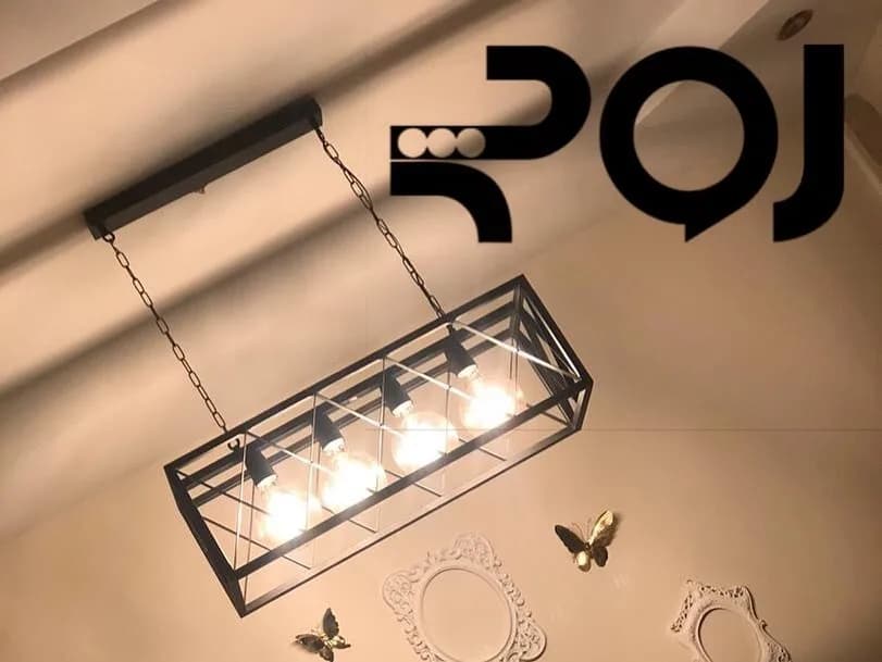 آویز کانتری ۴ شعله طول ۸۰، رنگ مشکی، جنس فلز، آویز خطی مستطیلی