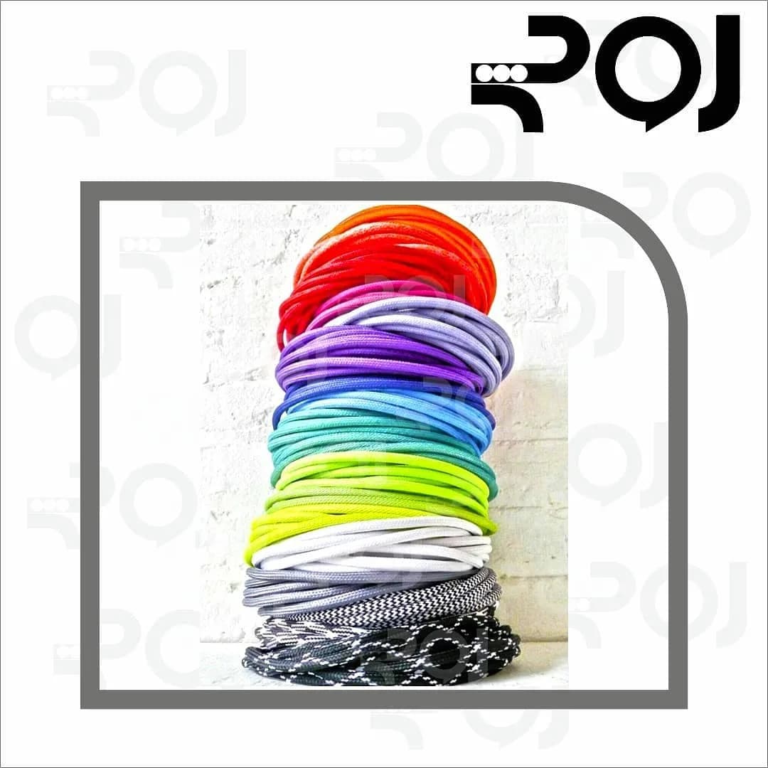 کابل روکش کنفی، رنگ رنگارنگ، نارنجی و بنفش، جنس پلاستیک، کلاف طناب یا نخ