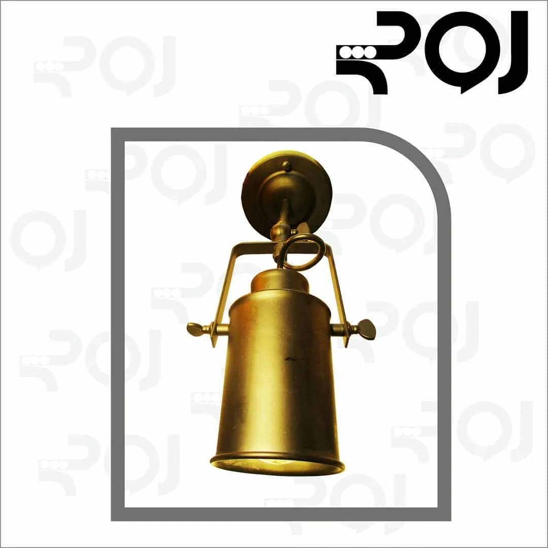 چراغ دیواری طرح قوطی استوانه مشکی، رنگ طلایی، جنس فلز، دیواری استوانه‌ای