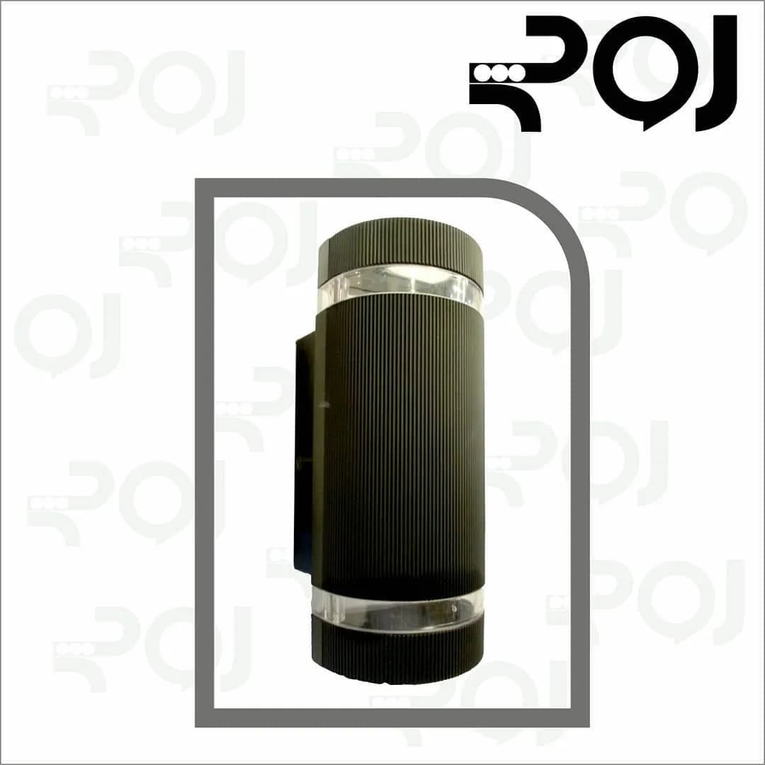 چراغ دیواری استوانه مشکی دوطرفه GU10، جنس فلز، طرح راه‌راه، استوانه‌ای شیاردار