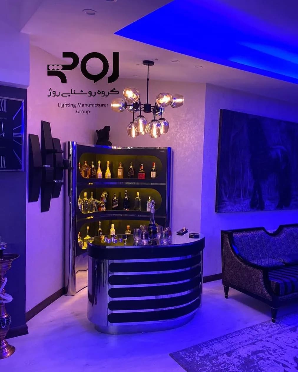 لوستر آویز ۱۲ شعله گلس قطر ۷۵