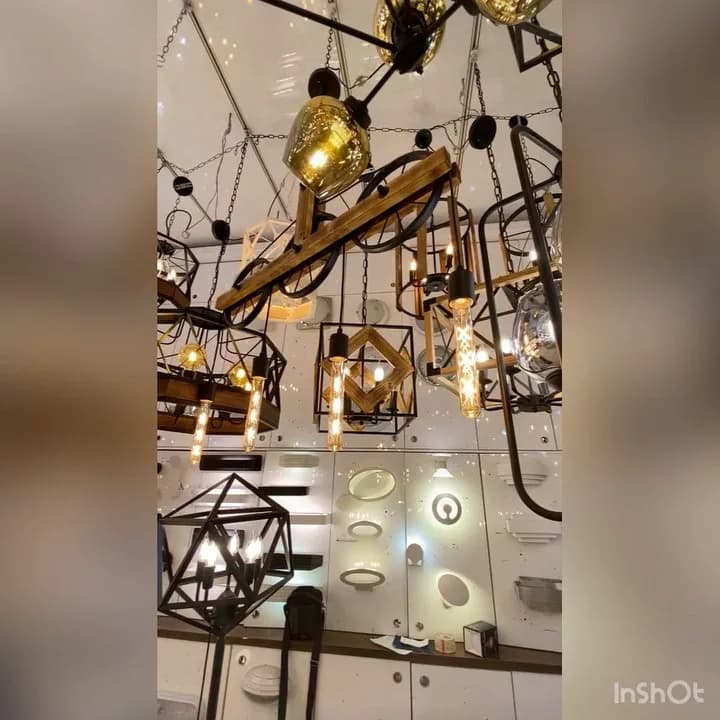 لوستر کانتری چرخ فلز و چوب ۱ متر