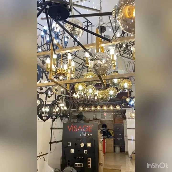 لوستر کانتری آبکاری طلایی ۱۸ شعله
