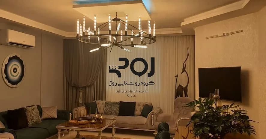 لوستر رینگ داموس قطر ۱.۵، رنگ مشکی و طلایی، جنس فلز، مدرن، حلقوی