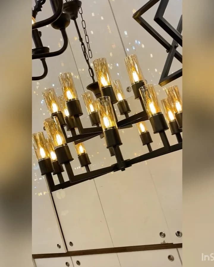لوستر آویز ۱۸ شاخه عصا دو طبقه قطر ۷۰