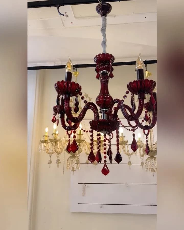 لوستر مدیسا، رنگ قرمز، جنس کریستال، کلاسیک، شاخه‌ای