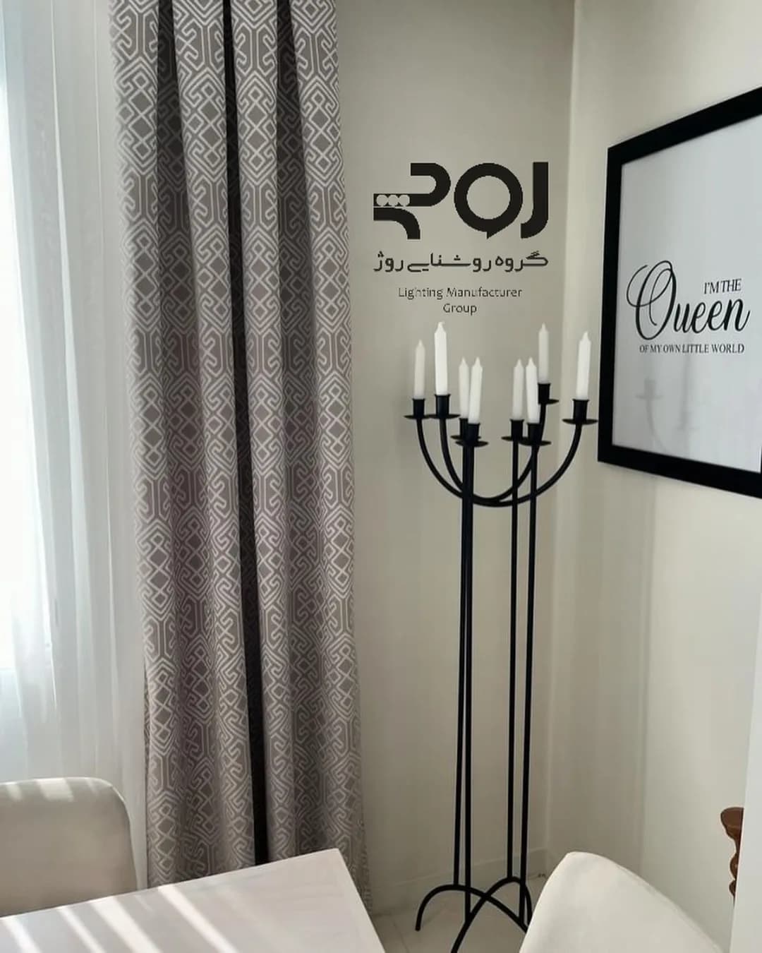 استند شمع‌خور لارا، رنگ مشکی، جنس فلز، ایستاده چندشاخه