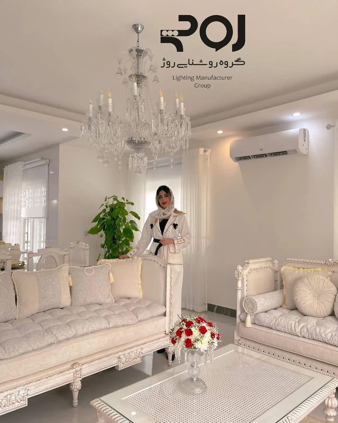 لوستر هخامنش باکارا ۱۲ شاخه، رنگ شفاف، جنس کریستال، کلاسیک، چندطبقه