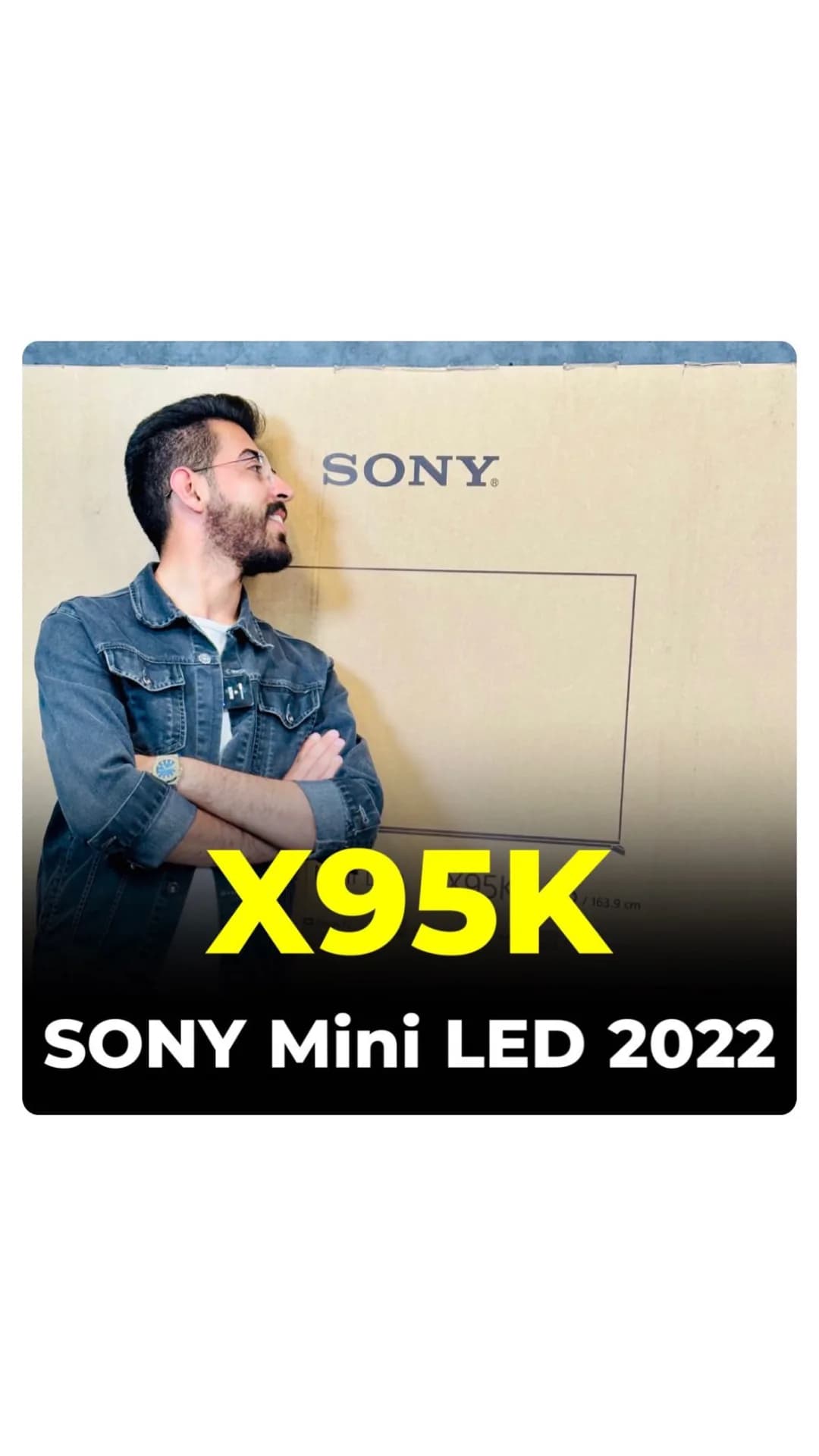 تلویزیون سونی X95K 65 اینچ، رنگ قهوه‌ای روشن، جنس مقوا، مکعب مستطیل