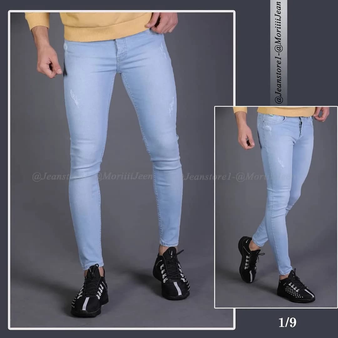 شلوار جین، رنگ آبی روشن، جذب، فاق متوسط