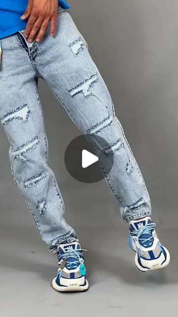شلوار جین مردانه، رنگ آبی روشن، جذب، پاره
