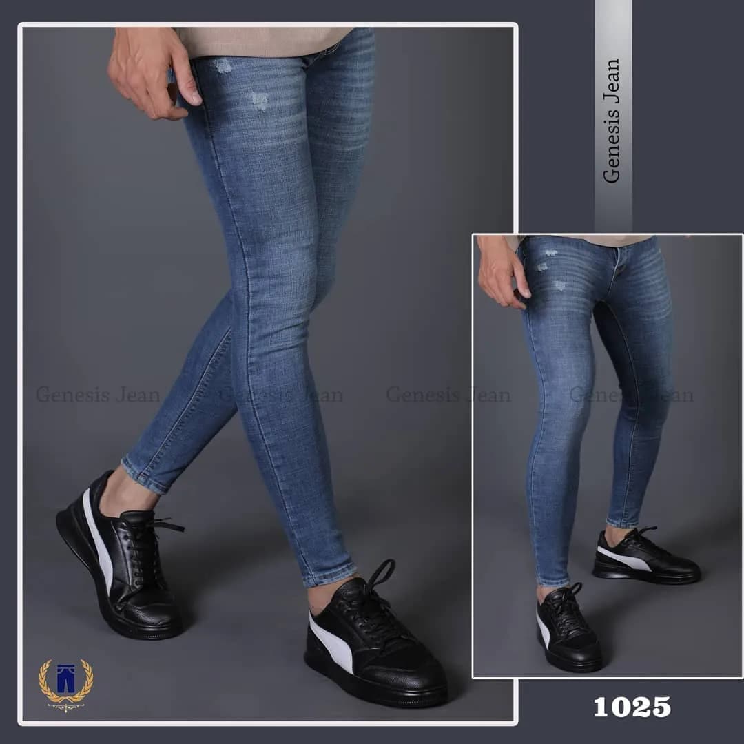 شلوار جین مردانه، رنگ آبی، جذب، دمپا تنگ