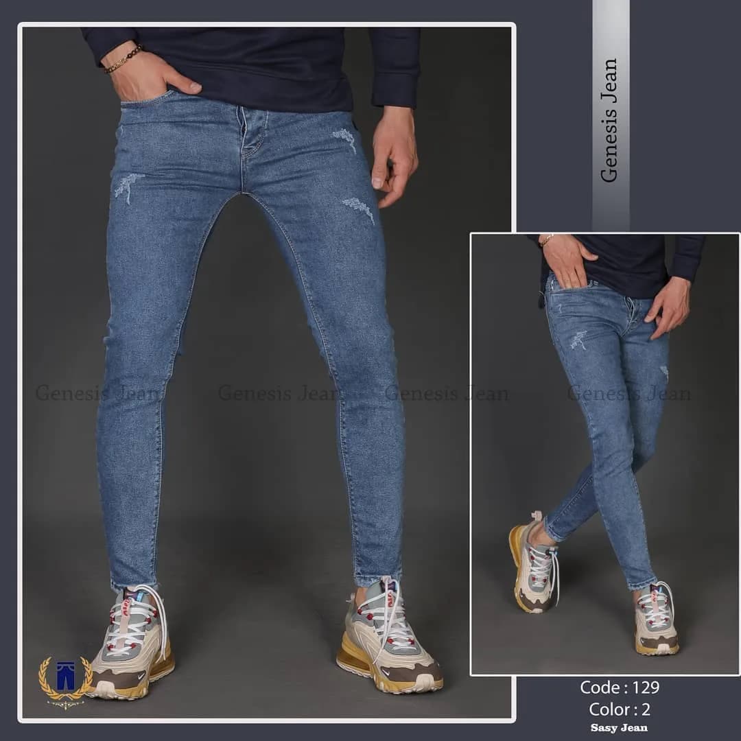 شلوار جین مردانه، رنگ آبی، جذب، دمپا تنگ