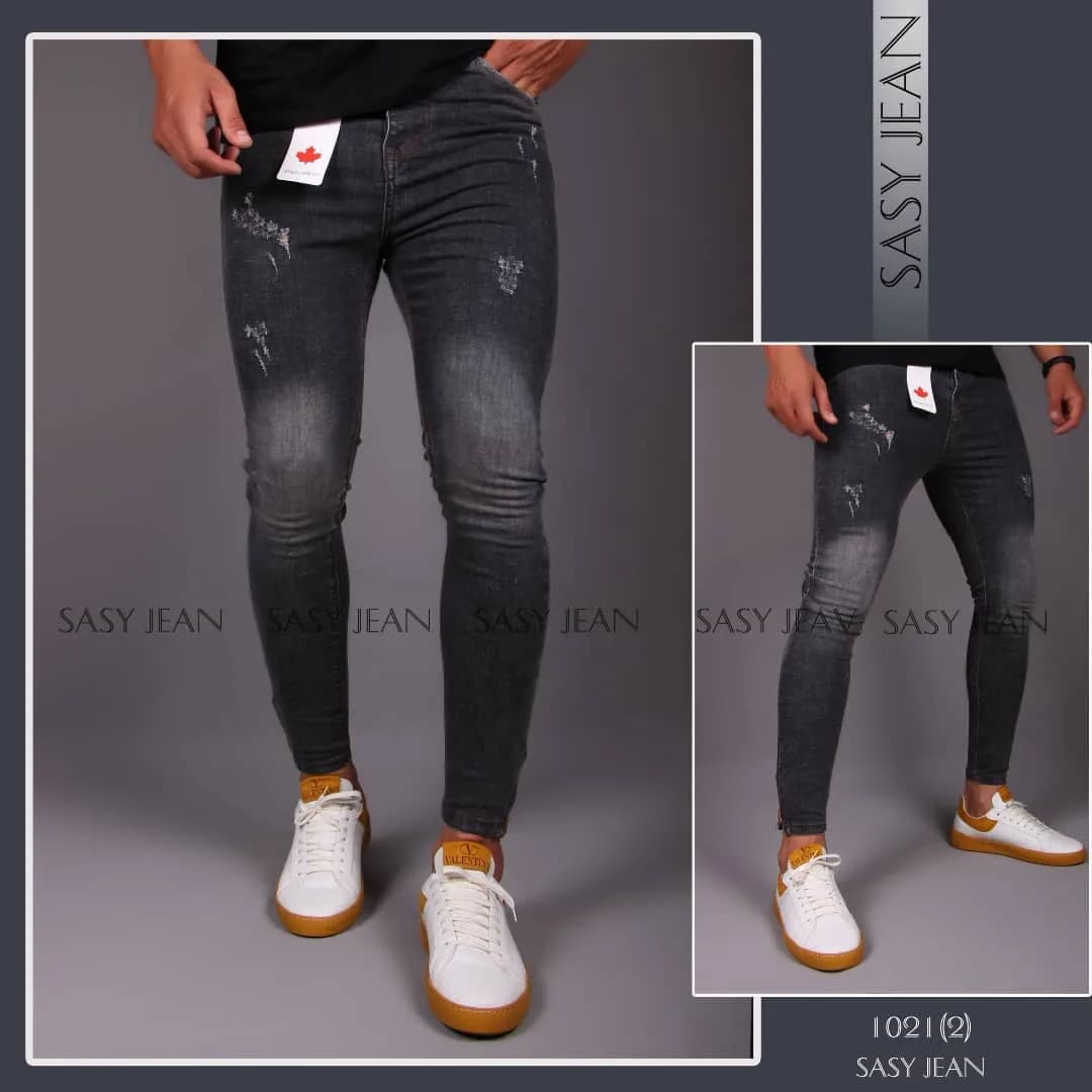شلوار جین مردانه، رنگ خاکستری تیره، جذب