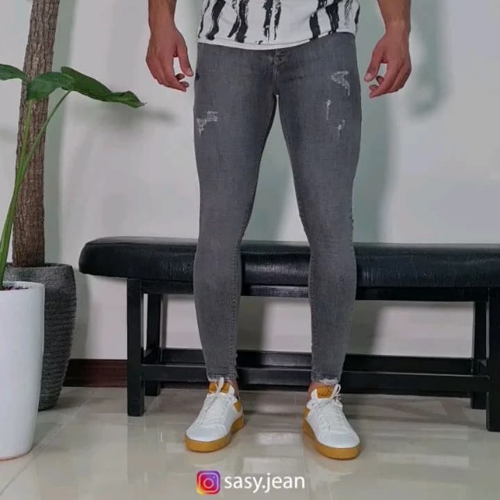 شلوار جین، رنگ طوسی، جذب، فاق متوسط