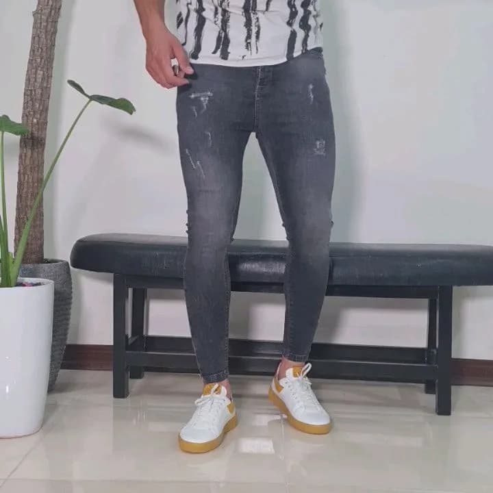 شلوار جین مردانه، رنگ خاکستری، جذب