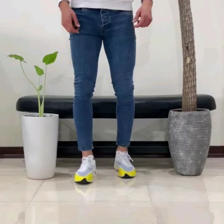 شلوار جین مردانه، رنگ آبی تیره، جذب، دمپا تنگ