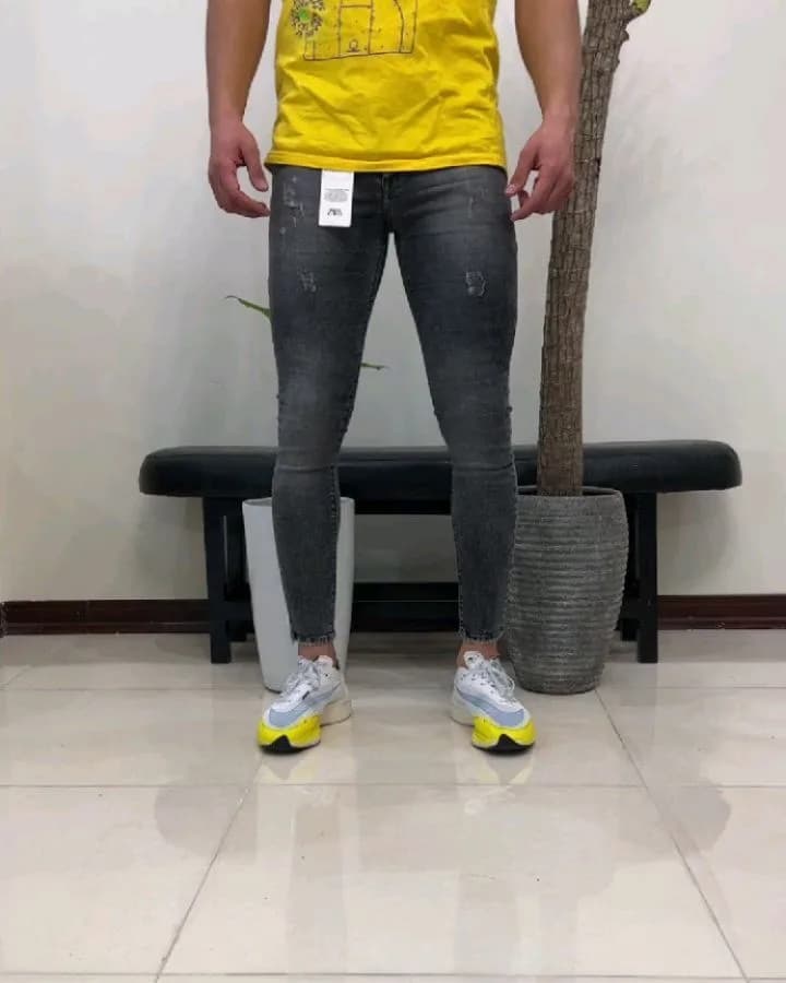 شلوار جین مردانه، رنگ خاکستری، جذب