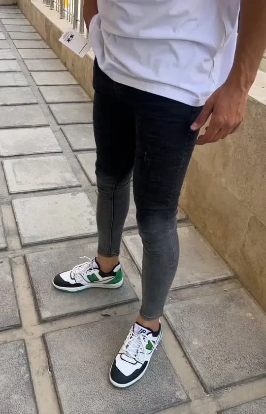 شلوار جین مردانه، رنگ مشکی و خاکستری، جذب، ساق تنگ
