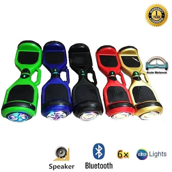 اسکوتر برقی بلوتوث دار با اسپیکر و چراغ، رنگ سبز، آبی، مشکی، قرمز و طلایی، جنس پلاستیک و فلز، دوچرخ هوشمند با دسته