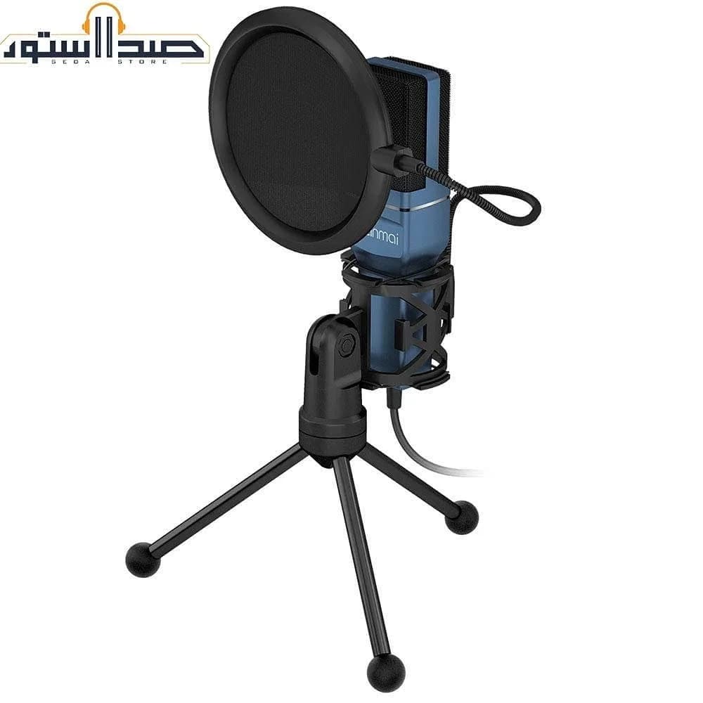 میکروفون USB مدل SF-777 یانمای، رنگ آبی و مشکی، جنس فلز و پلاستیک، پایه‌دار رومیزی