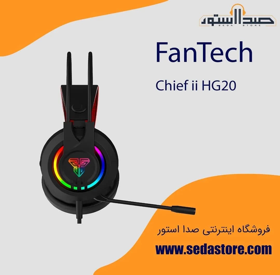 هدست گیمینگ Chief II HG20، رنگ مشکی و رنگینکمان، دور گوش، میکروفوندار