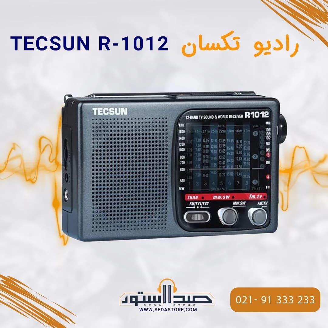 رادیو ۱۲ موج R-1012 تکسان، رنگ مشکی، جنس پلاستیک، دیجیتال، قابل حمل
