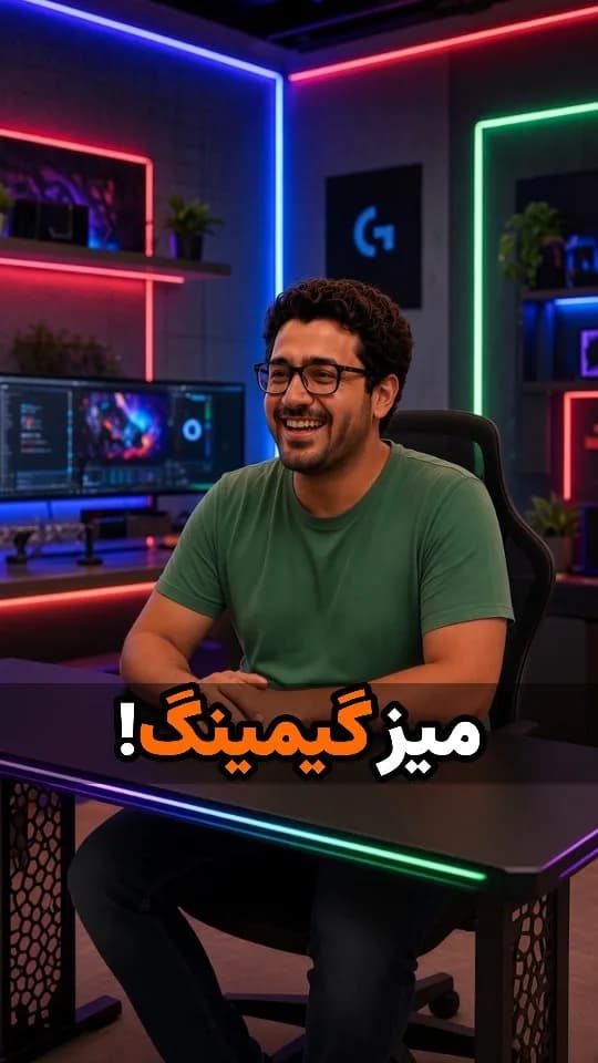 میز گیمینگ GD100 RGB، رنگ مشکی، جنس چوب و فلز، مستطیلی، دارای نورپردازی RGB