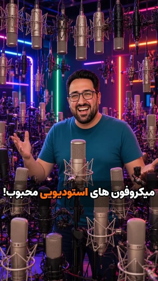 میکروفون استودیویی، رنگ نقرهای و مشکی، جنس فلز، کاندنسر