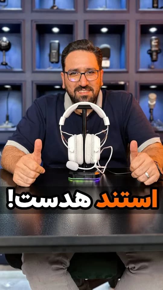 استند هدست Scepter Pro HA300 ردراگون، رنگ مشکی و سفید، جنس پلاستیک و فلز، رومیزی، پایهدار