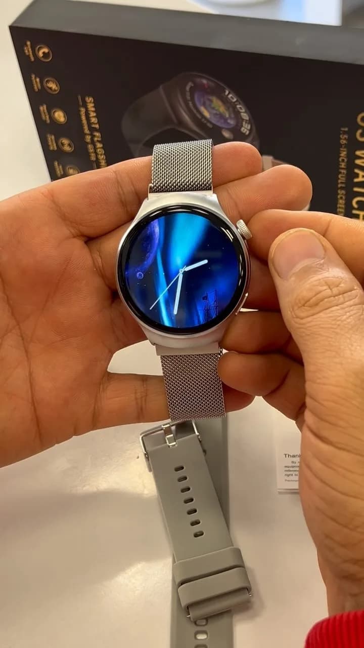 ساعت هوشمند gswatch4، رنگ نقرهای و خاکستری، جنس فلز و سیلیکون، گرد، بند میلانی