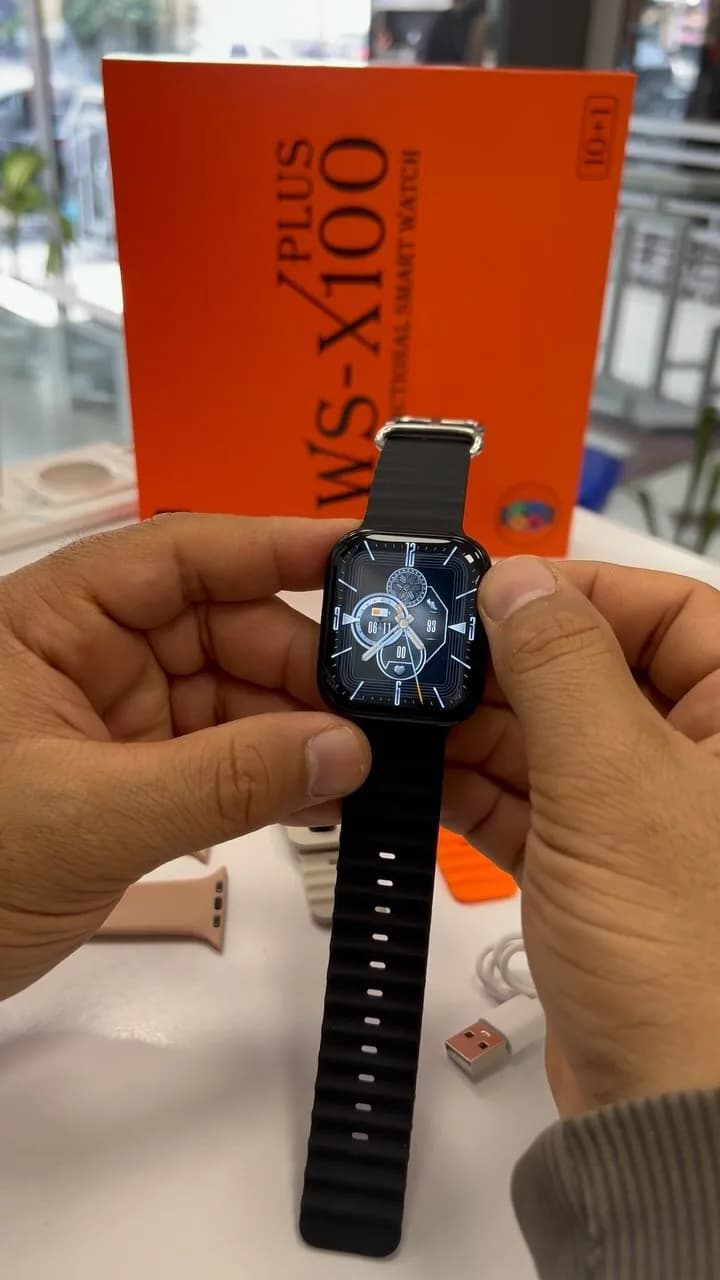 ساعت هوشمند WS-X100 Plus، رنگ مشکی، جنس فلز و سیلیکون، مستطیلی، دیجیتال