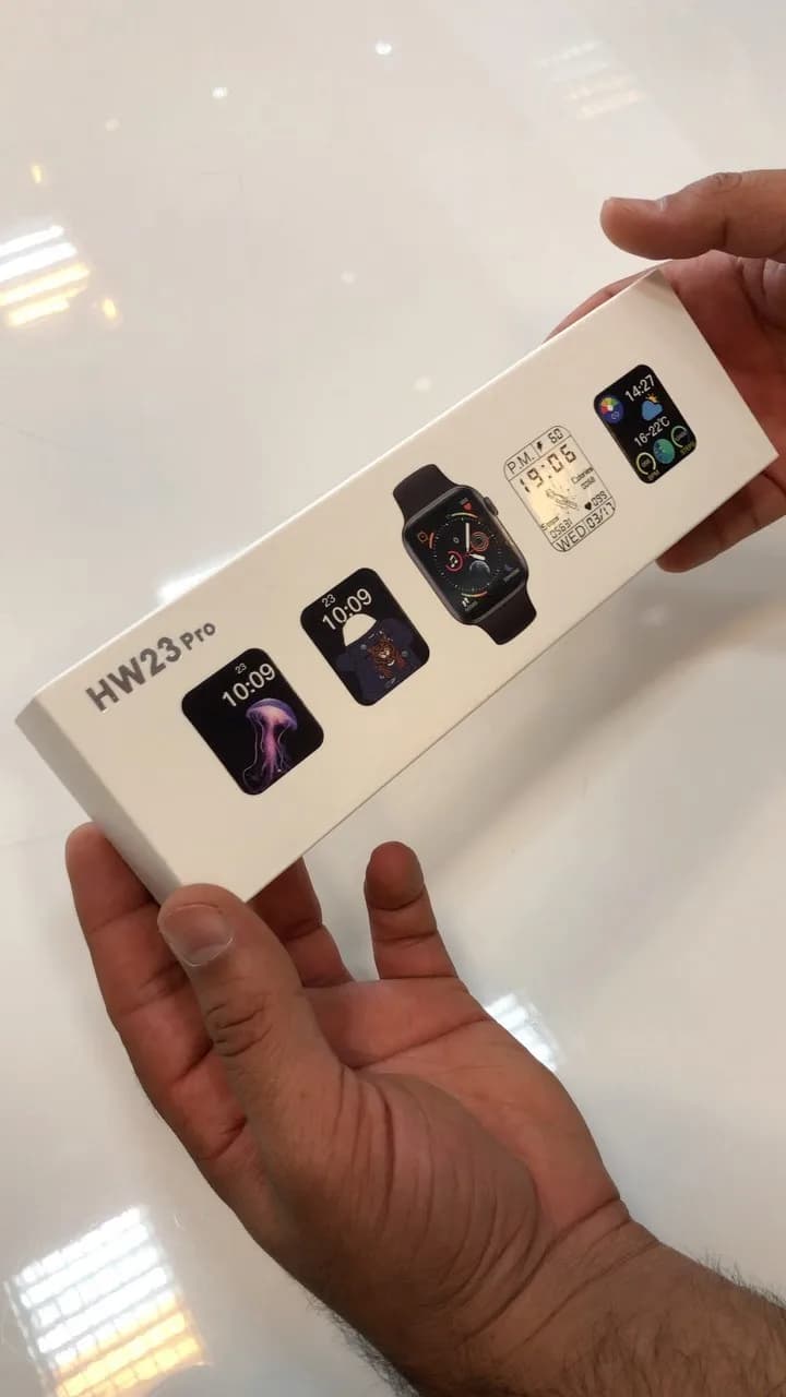 ساعت هوشمند HW23 Pro، رنگ سفید، جنس مقوا، مستطیلی