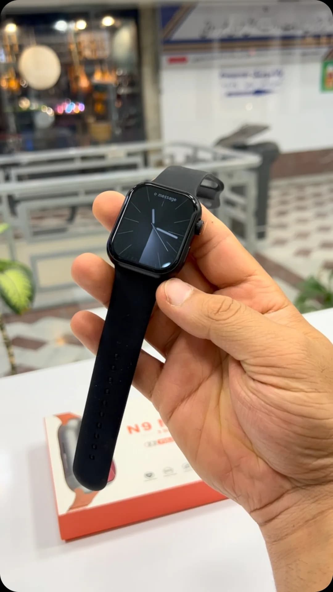ساعت هوشمند N9 Max، رنگ مشکی، جنس سیلیکون و فلز، مستطیلی، بند سیلیکونی
