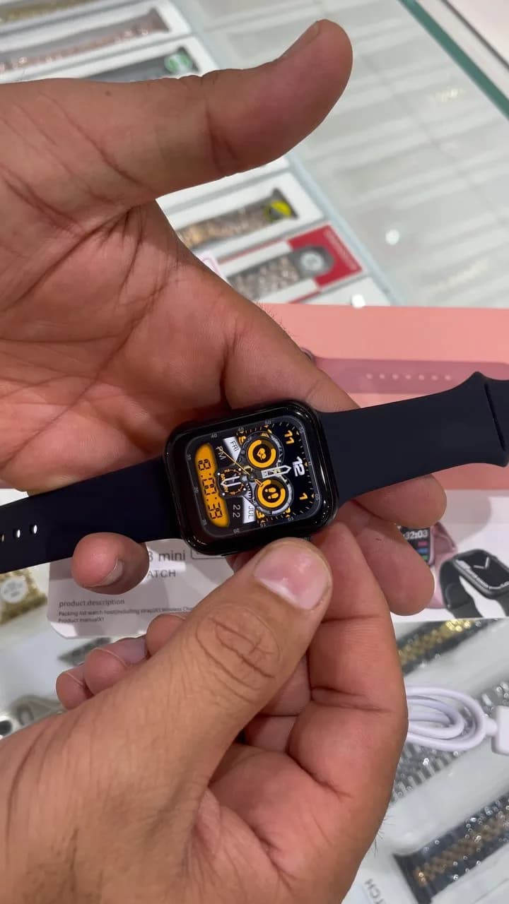 ساعت هوشمند Watch7 BM8 Mini، رنگ مشکی، جنس فلز و سیلیکون، مستطیلی، بند سیلیکونی