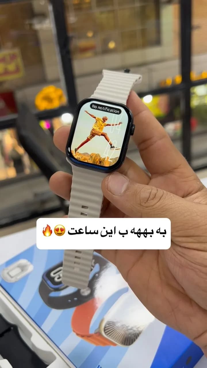 پک ساعت هوشمند و ایرپاد، رنگ سفید، مشکی و نارنجی، جنس سیلیکون، هوشمند مستطیلی