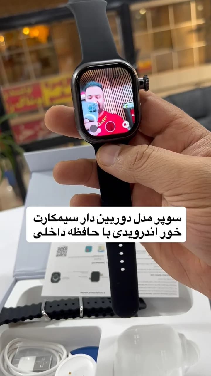 ساعت هوشمند Watchxcall دوربین‌دار، رنگ مشکی، جنس سیلیکون، مربع، بند سیلیکونی