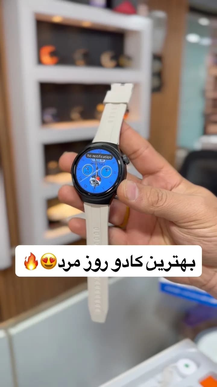 ساعت هوشمند، رنگ سفید و مشکی، جنس سیلیکون و فلز، گرد، بند سیلیکونی