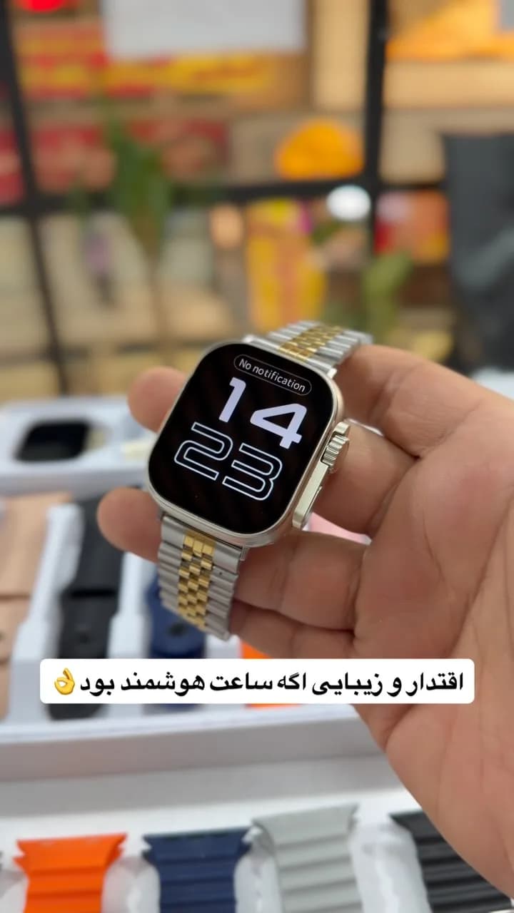 پک ساعت هوشمند با ۷ بند، رنگ نقرهای و طلایی، جنس فلز، دیجیتال، بند فلزی