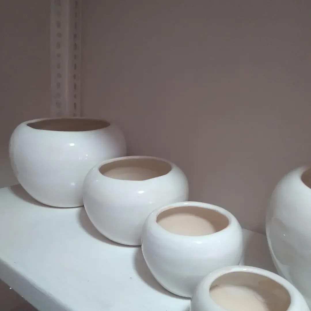 گلدان سفالی توپی ۴ تایی