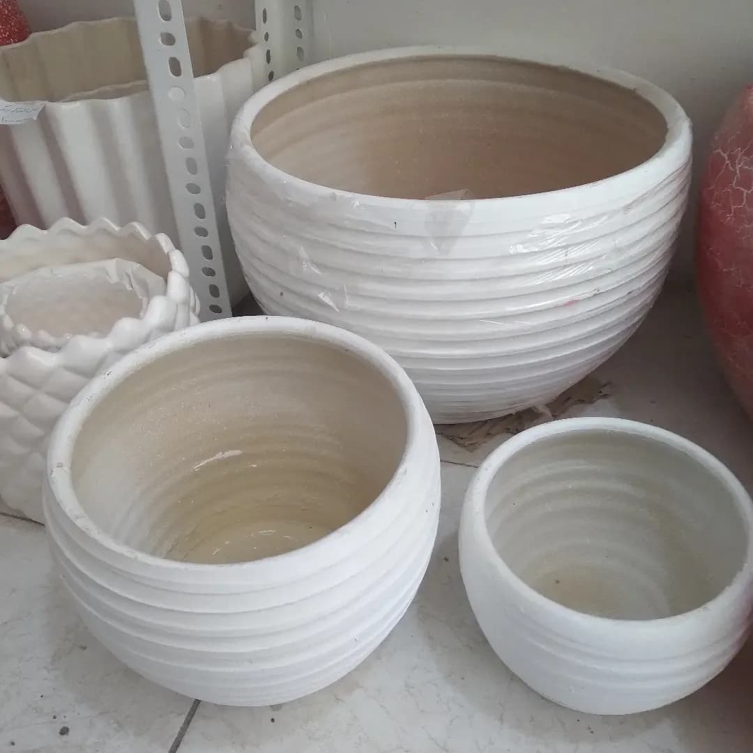 گلدان توپی سرامیکی ۳ تایی