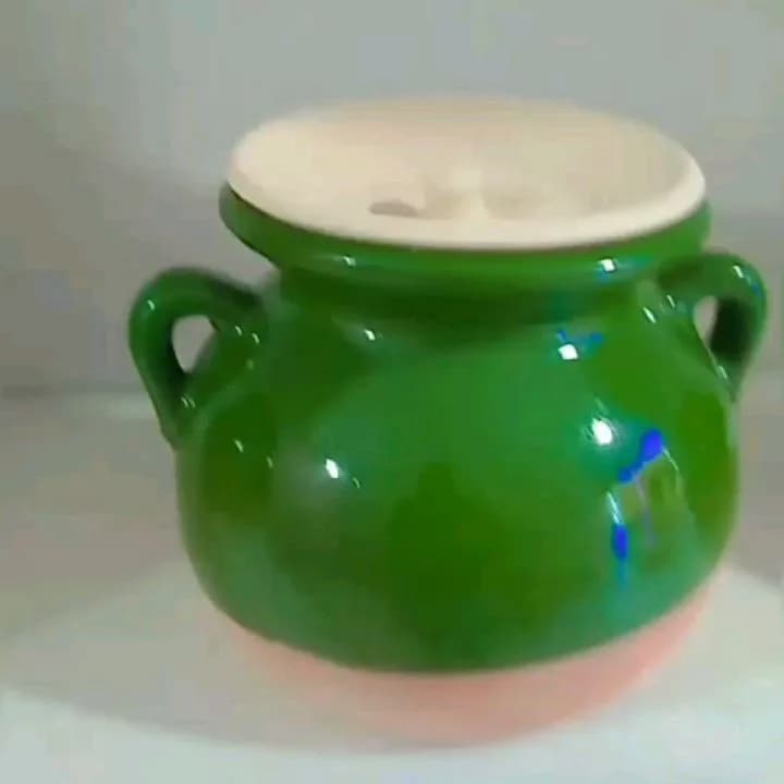 دیزی سفالی لعابی ۱ تا ۱۲ نفره — رنگ سبز — نمای روبهرو — ۱ تا ۱۲ نفره