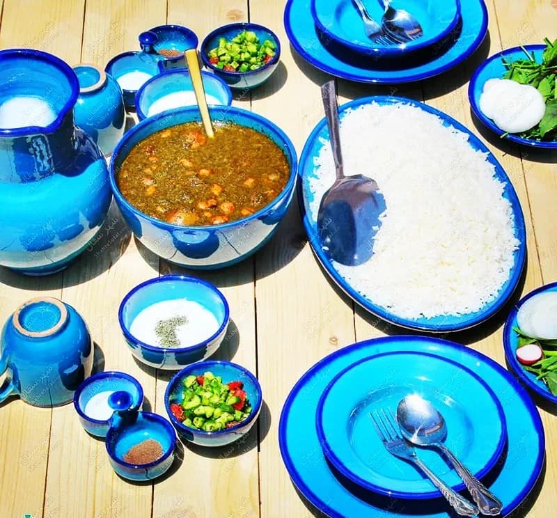 ست سفالی فیروزه‌ای