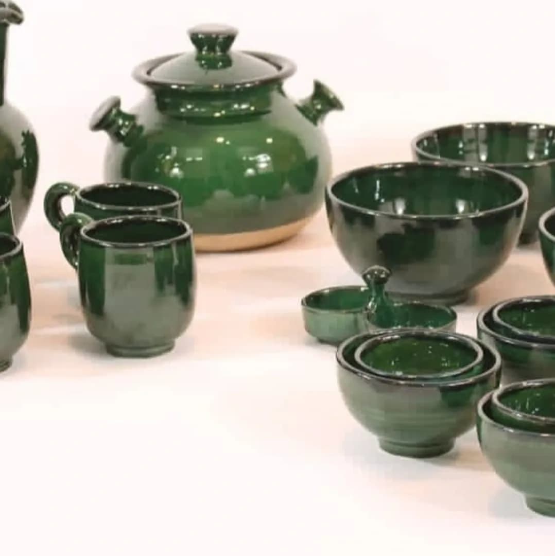 ست آبگوشت خوری سبز نفتی — رنگ سبز — نمای چندکالا — ست آبگوشت‌خوری