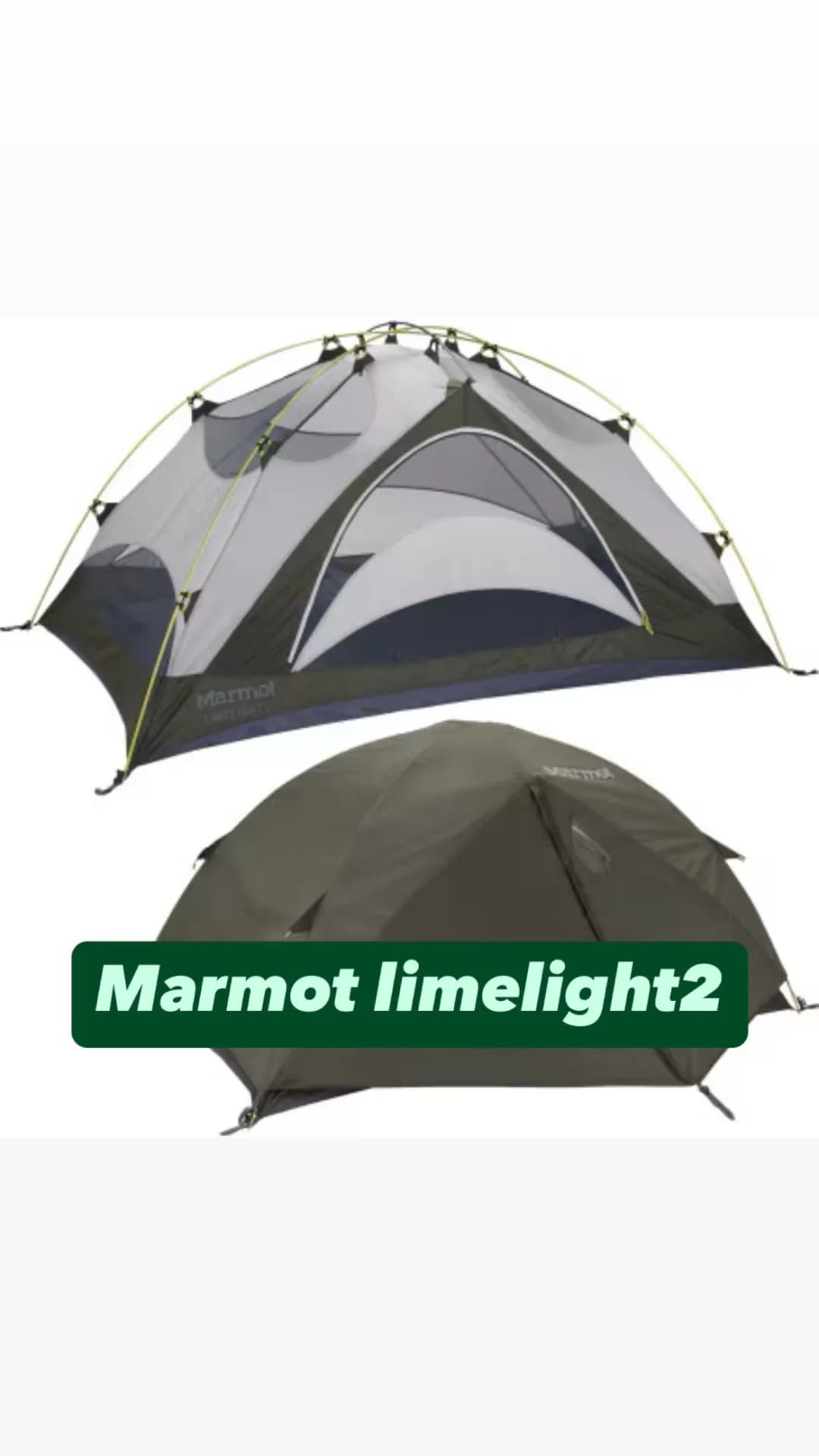 چادر دو نفره دوپوش Limelight 2 مارموت، رنگ زیتونی و خاکستری، گنبدی، ۲ نفره